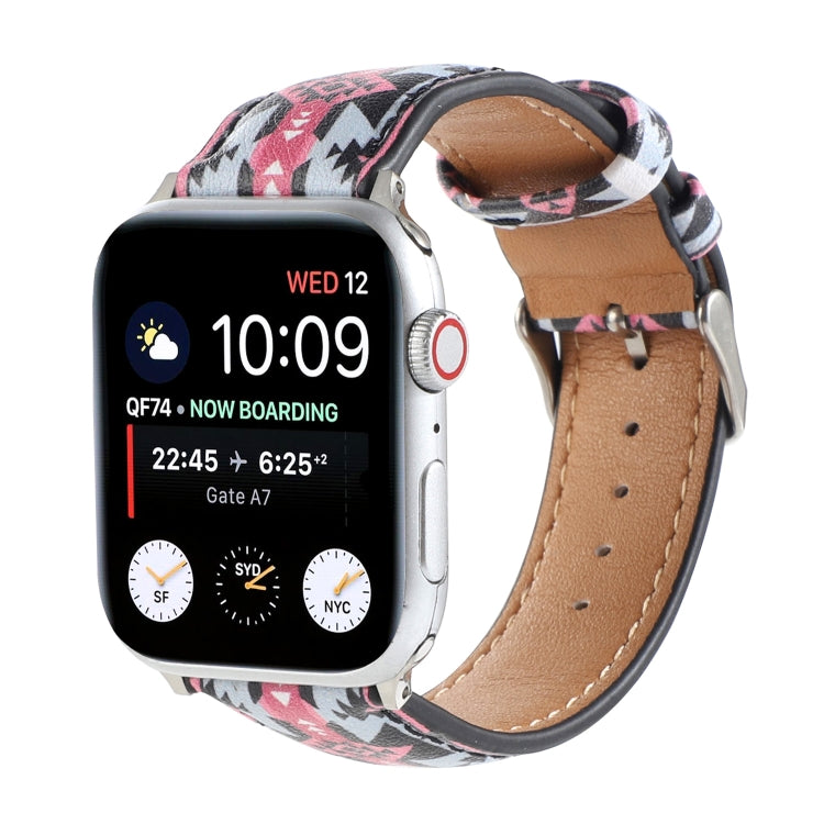 Marble Ethnic Style Printed Leather Watchband For Apple Watch Series 6 & SE &