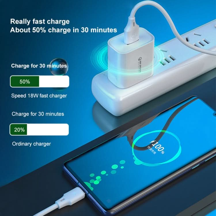 WK WP-U57 18W Speed QC3.0 Fast Charger + USB to Type-C / USB-C Data Cable