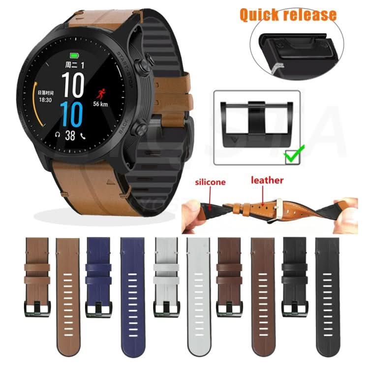 Silicone + Leather Quick Release Replacement Strap Watchband