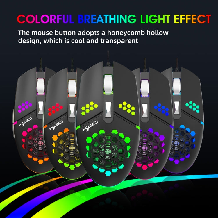 HXSJ J400 6 Keys 8000DPI RGB Light Fan Cooling Gaming Wired Mouse My Store