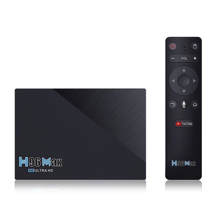 H96 Max 8K Smart TV BOX Android 11.0 Media Player wtih Remote Control, Quad Core RK3566, RAM: 4GB, ROM: 32GB, Dual Frequency 2.4GHz WiFi / 5G Reluova