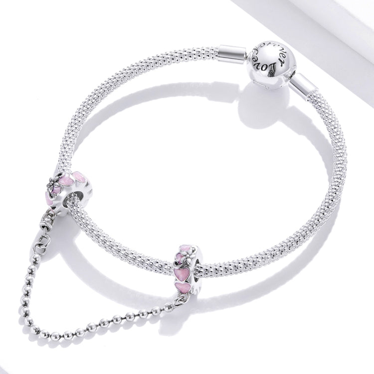 S925 Sterling Silver Pink Heart Safety Chain DIY Bracelet Necklace Accessories