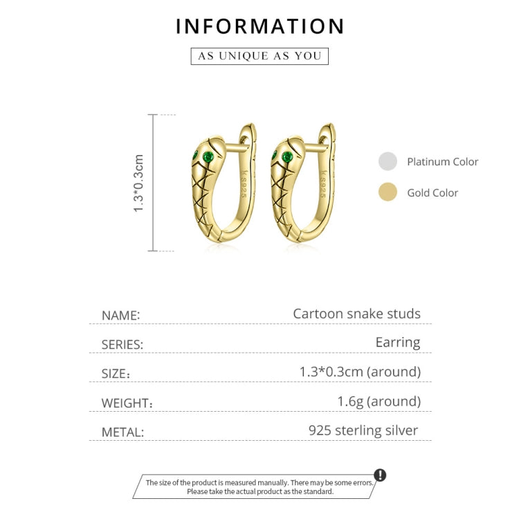 S925 Sterling Silver Smart Snake Ear Studs Women Earrings