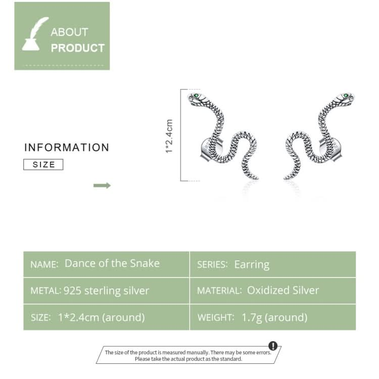 S925 Sterling Silver Smart Snake Ear Studs Women Earrings Reluova