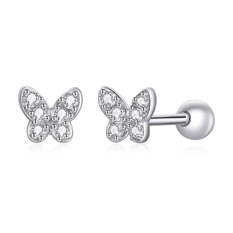 S925 Sterling Silver Simple Butterfly Ear Studs Women Earrings Reluova