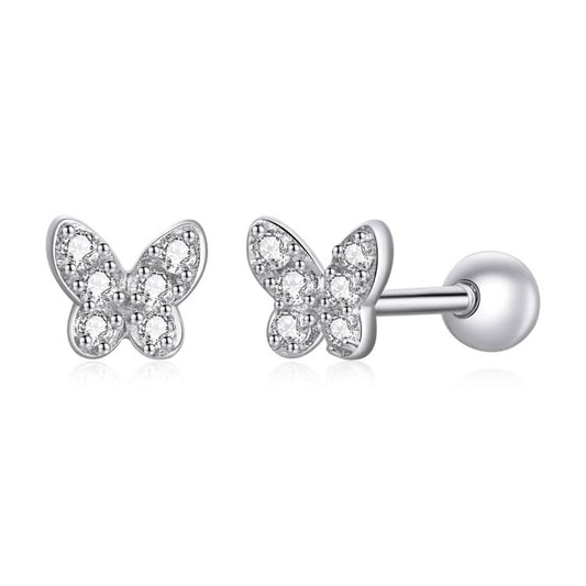 S925 Sterling Silver Simple Butterfly Ear Studs Women Earrings Reluova