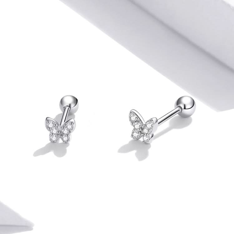 S925 Sterling Silver Simple Butterfly Ear Studs Women Earrings Reluova