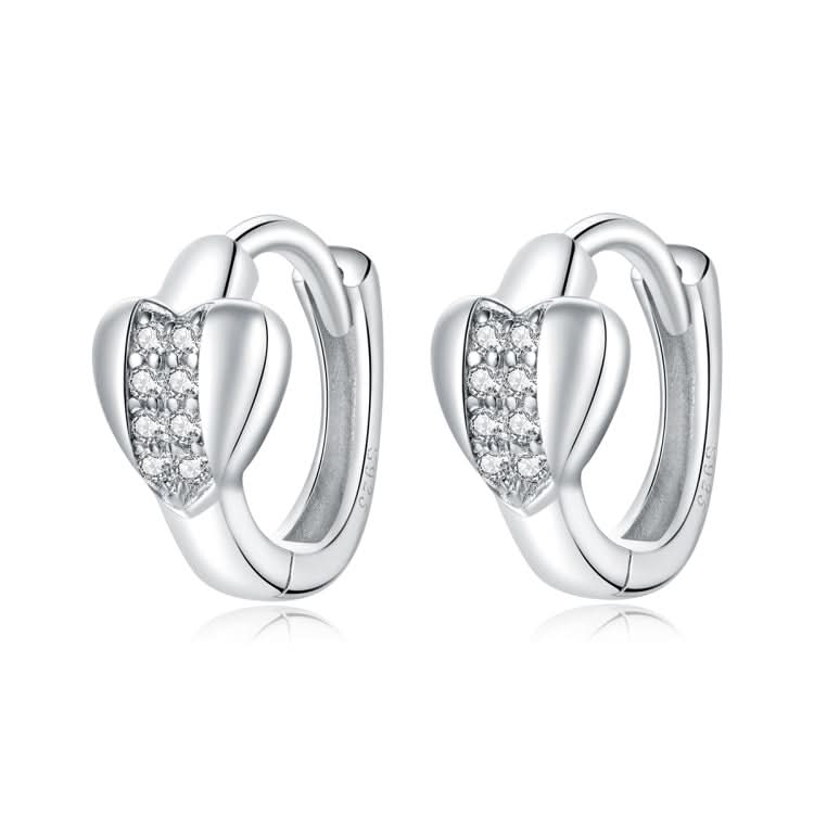 S925 Sterling Silver Bright Heart Ear Buckle Women Earrings Reluova