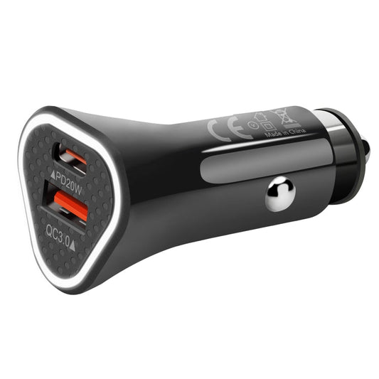 YSY-313PD20W QC3.0 USB + PD 20W USB-C / Type-C Triangle Dual Ports Fast Charging Car Charger ÎҵÄÉ̵ê