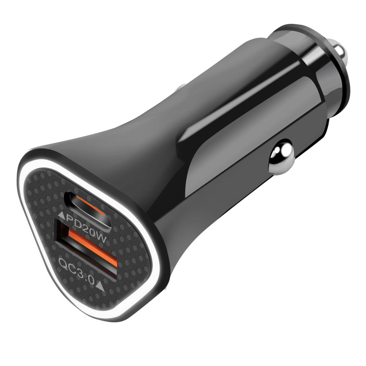 YSY-313PD20W QC3.0 USB + PD 20W USB-C / Type-C Triangle Dual Ports Fast Charging Car Charger