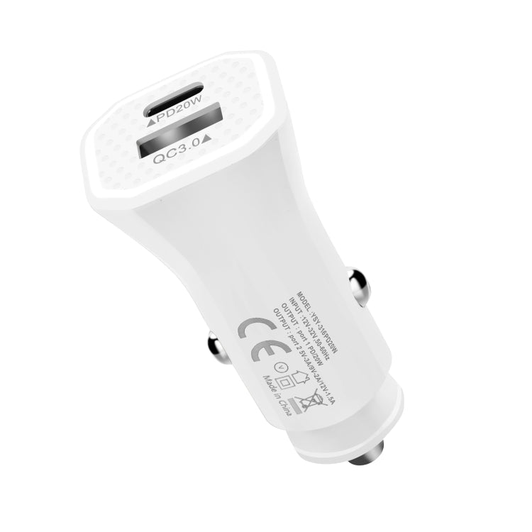 YSY-316PD20W QC3.0 USB + PD 20W USB-C / Type-C Polygon Dual Ports Fast Charging Car Charger