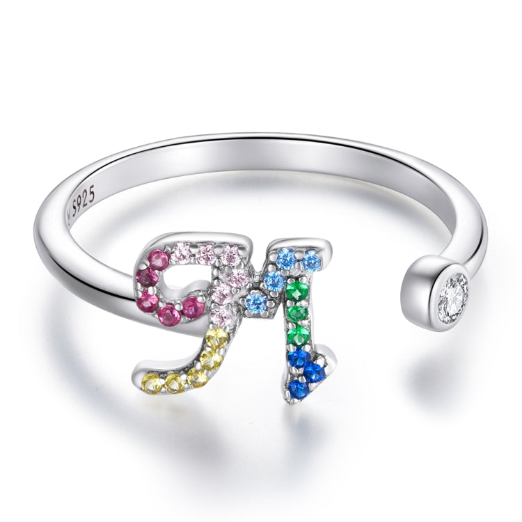 S925 Sterling Silver 26 English Letters Colorful Zircon Women Open Ring My Store