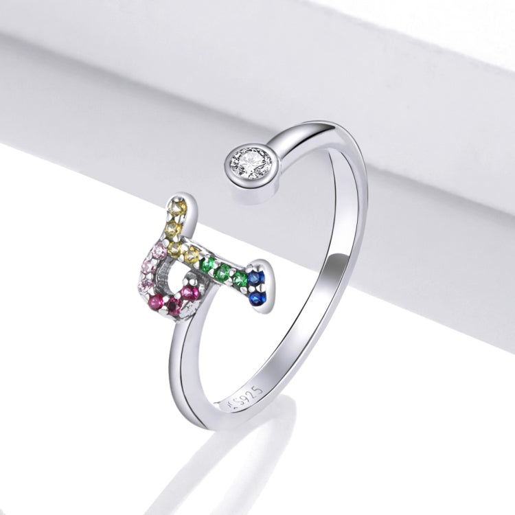 S925 Sterling Silver 26 English Letters Colorful Zircon Women Open Ring My Store