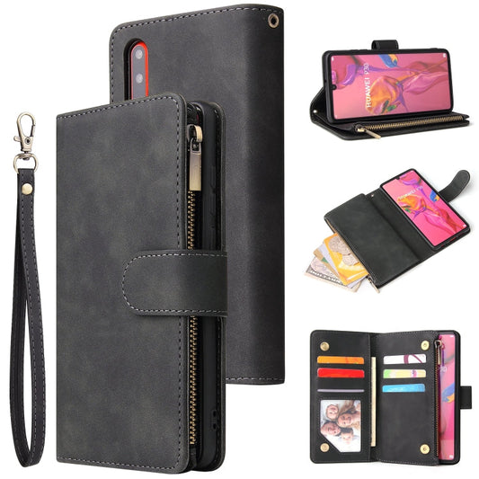 Multifunctional Retro Frosted Horizontal Flip Leather Case with Card Slot & Holder & Zipper Wallet & Photo Frame & Lanyard