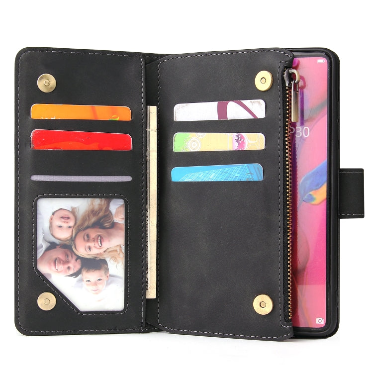 Multifunctional Retro Frosted Horizontal Flip Leather Case with Card Slot & Holder & Zipper Wallet & Photo Frame & Lanyard