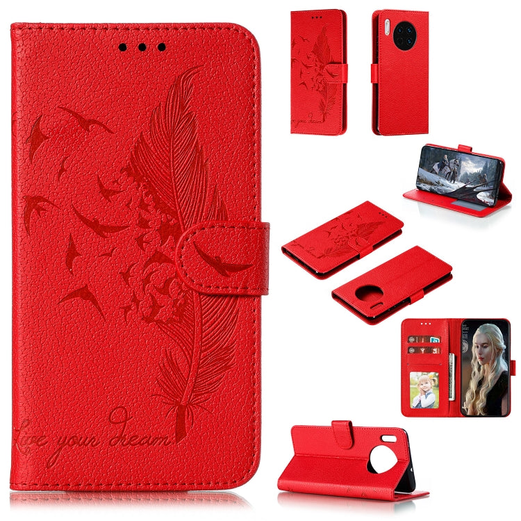 Feather Pattern Litchi Texture Horizontal Flip Leather Case with Holder & Wallet & Card Slots, Series 1