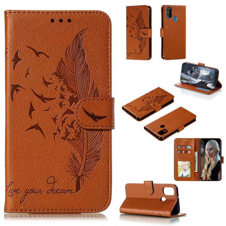 Feather Pattern Litchi Texture Horizontal Flip Leather Case with Holder & Wallet & Card Slots, Series 1