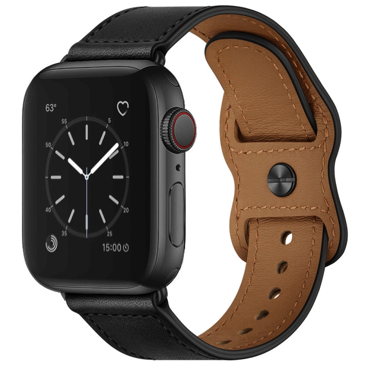 Double Hole Leather Watchband For Apple Watch Series 6 & SE &