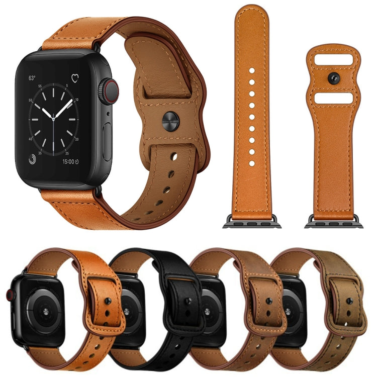 Double Hole Leather Watchband For Apple Watch Series 6 & SE &