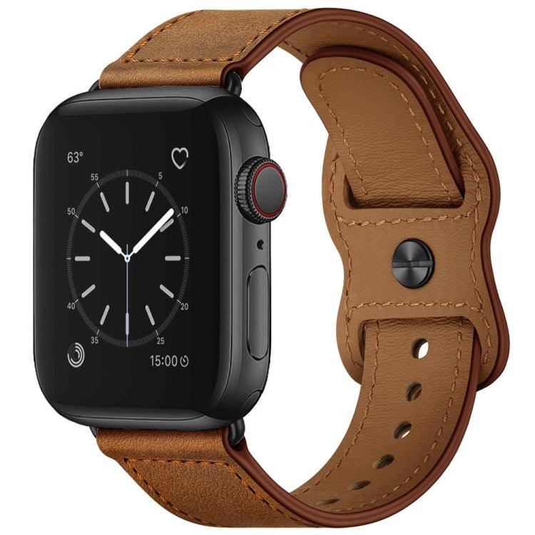 Double Hole Leather Watchband For Apple Watch Series 6 & SE &