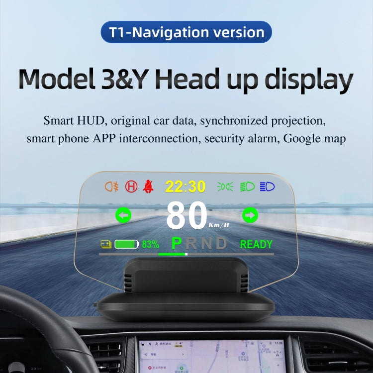 T1 5.1 inch Car HUD Head-up Display Overspeed Alarm / Remaining Battery Percentage Display for Tesla Model 3 / Y ÎҵÄÉ̵ê