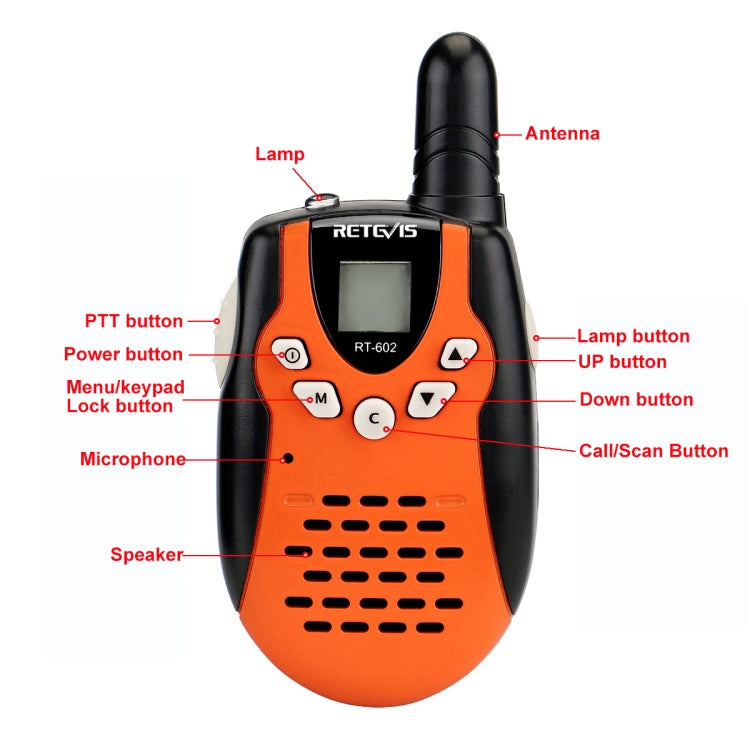 1 Pair RETEVIS RT602 0.5W US Frequency 462.550-467.7125MHz 22CHS Handheld Children Walkie Talkie,