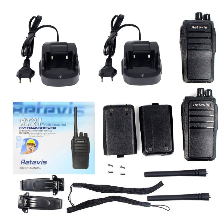 1 Pair RETEVIS RT21 2.5W US Frequency 400-480MHz 16CH Handheld Walkie Talkie, US Plug