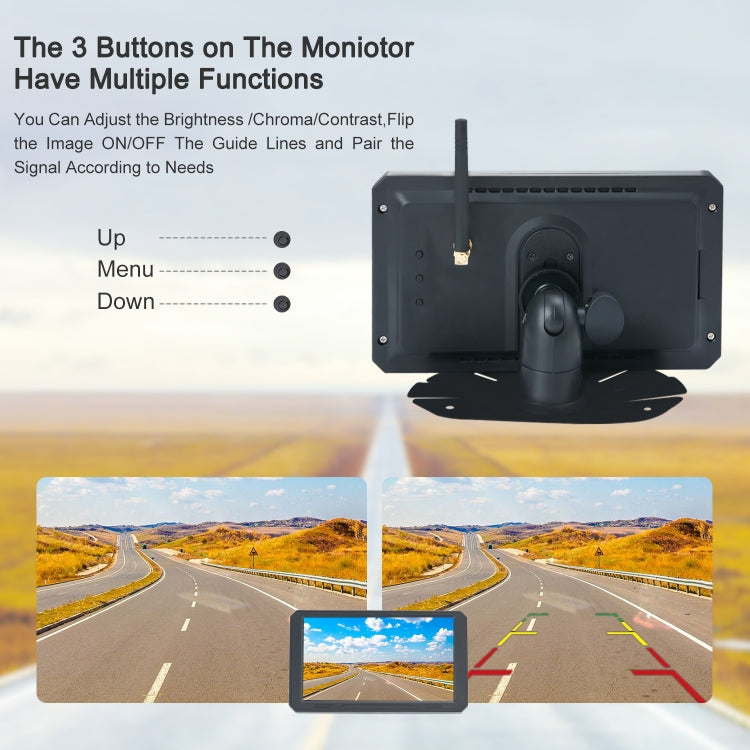 PZ720 Car 7 inch 1080P HD Digital Signal Wireless Reversing Image Rear View Camera