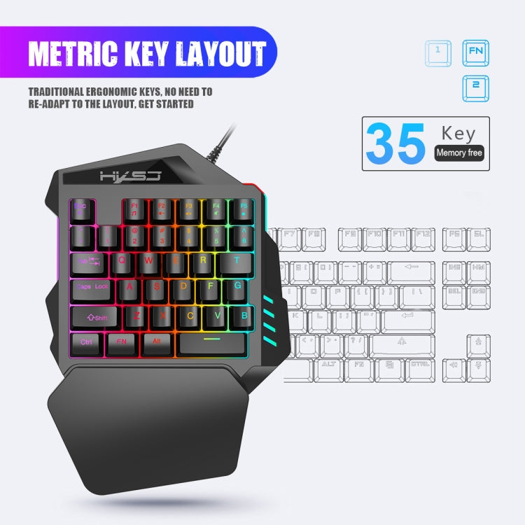 HXSJ P6+V100+A867 Keyboard Mouse Converter + One-handed Keyboard + RGB Gaming Mouse Set