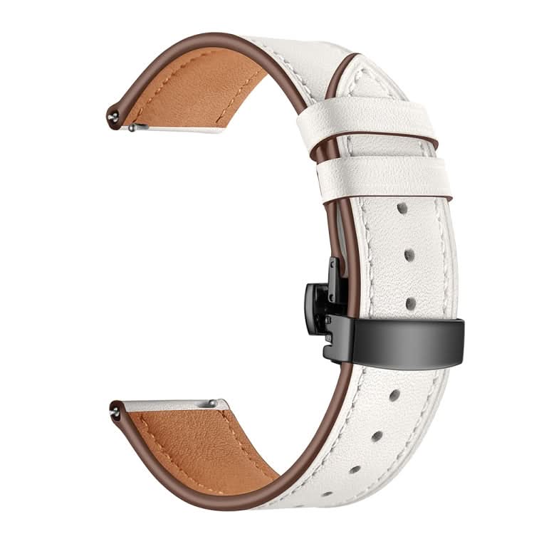 20mm Universal Butterfly Buckle Leather Replacement Strap Watchband