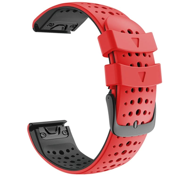 For Garmin Fenix 6 Two-color Silicone Round Hole Quick Release Replacement Strap Watchband