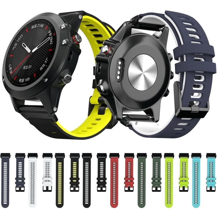 For Garmin Fenix 6X Two-color Silicone Quick Release Replacement Strap Watchband