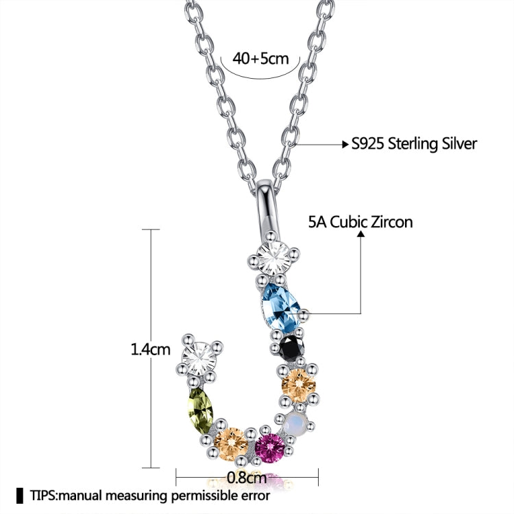 S925 Sterling Silver 26 Engligh Letters Colorful Zircon Women Nacklace Jewelry My Store