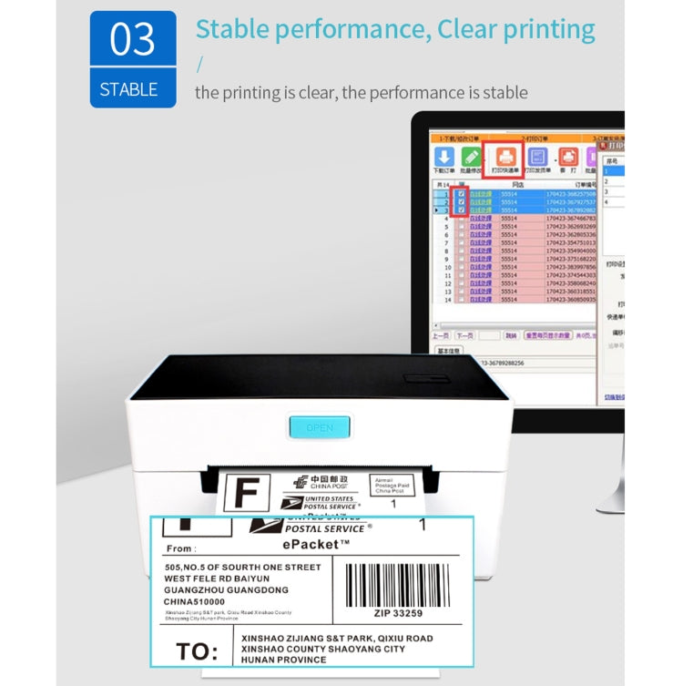 POS-9220 100x150mm Thermal Express Bill Self-adhesive Label Printer, USB + Bluetooth with Holder Version, Reluova