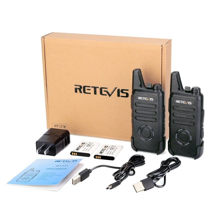 1 Pair RETEVIS RT22S US Frequency 22CHS FRS License-free Two Way Radio Handheld Walkie Talkie, US Plug