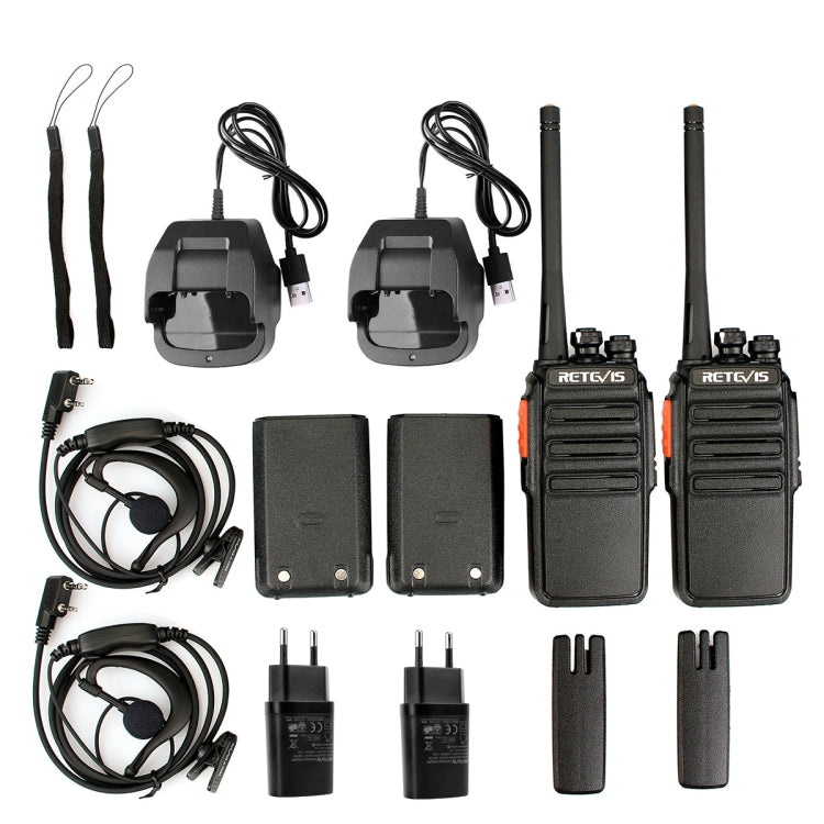 1 Pair RETEVIS RT24 EU Frequency PMR 446/400-470MHz 16CHS Two Way Radio Handheld Walkie Talkie, EU Plug