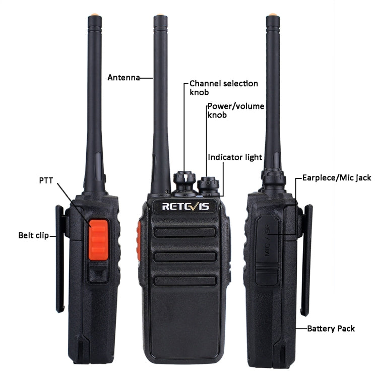 1 Pair RETEVIS RT24 EU Frequency PMR 446/400-470MHz 16CHS Two Way Radio Handheld Walkie Talkie, EU Plug