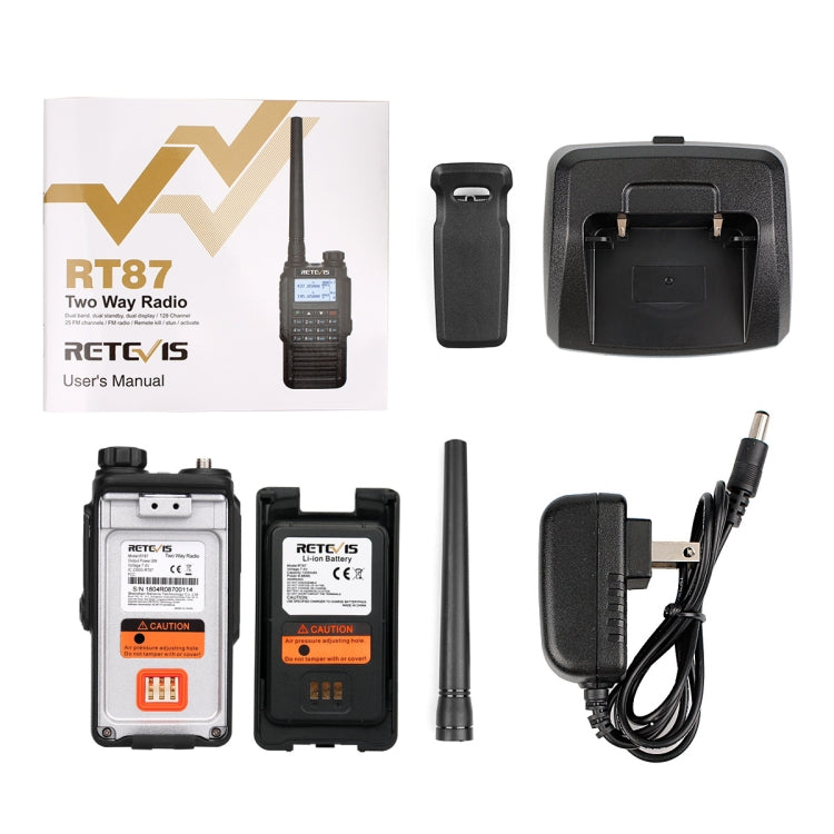 RETEVIS RT87 136-174MHz + 400-480MHz 128CHS Waterproof Dual Band DTMF Two Way Radio Handheld Walkie Talkie,