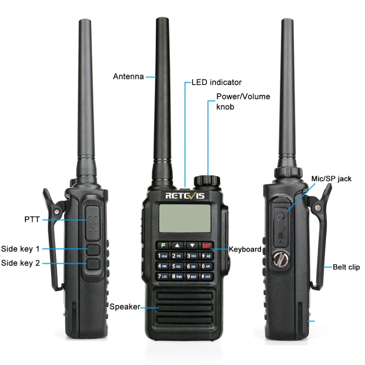 RETEVIS RT87 136-174MHz + 400-480MHz 128CHS Waterproof Dual Band DTMF Two Way Radio Handheld Walkie Talkie,