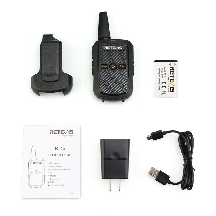 RETEVIS RT15 400-470MHz 16CHS Mini Two Way Radio Walkie Talkie, EU Plug