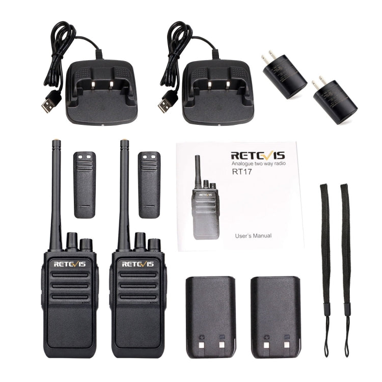 1 Pair RETEVIS RT17 2W 16CHS FRS Two Way Radio Handheld Walkie Talkie, US Plug