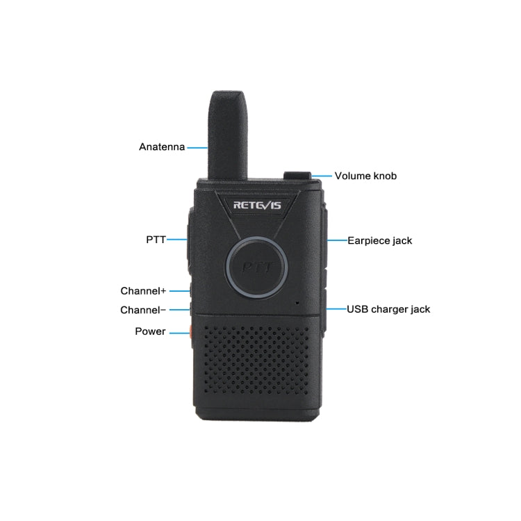 1 Pair RETEVIS RT18 PMR446 16CHS Dual PTT Handheld Walkie Talkie, EU Plug