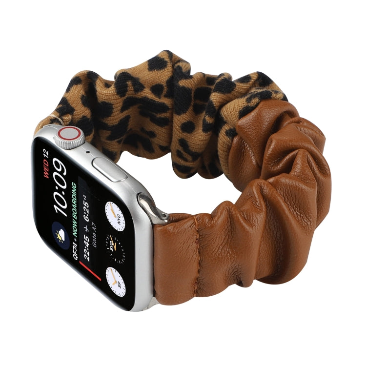 Leather Leopard Pattern Stitching Watch Strap