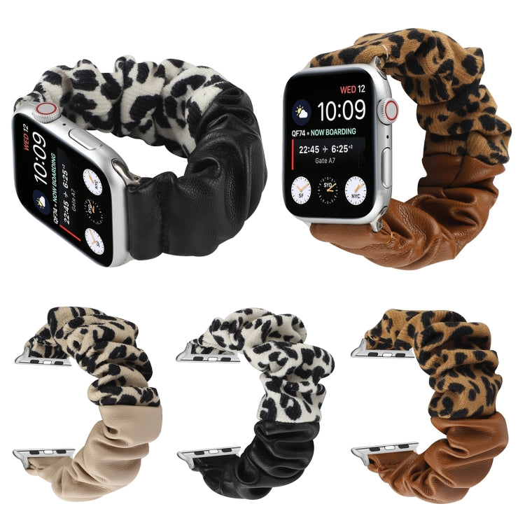 Leather Leopard Pattern Stitching Watch Strap