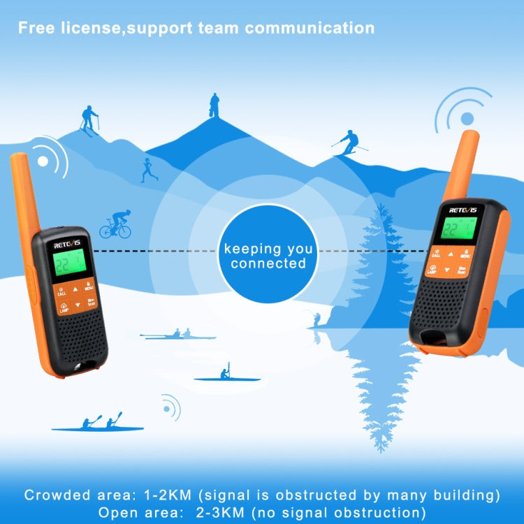 1 Pair RETEVIS RT49 462.5500-467.7125MHz 22CHS FRS License-free Handheld Walkie Talkie, US Plug