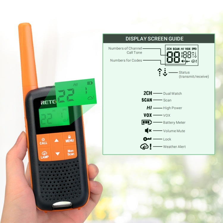 1 Pair RETEVIS RT49 462.5500-467.7125MHz 22CHS FRS License-free Handheld Walkie Talkie, US Plug