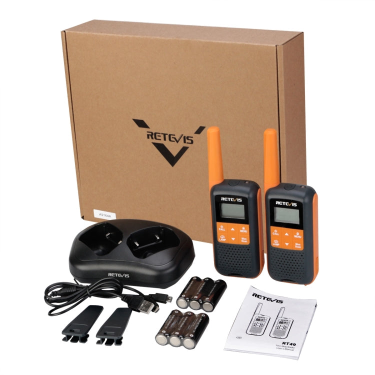 1 Pair RETEVIS RT49 462.5500-467.7125MHz 22CHS FRS License-free Handheld Walkie Talkie, US Plug