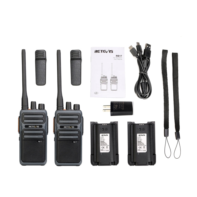 1 Pair RETEVIS RB17 462.5500-462.7250MHz 16CHS FRS License-free Two Way Radio Handheld Walkie Talkie, US Plug