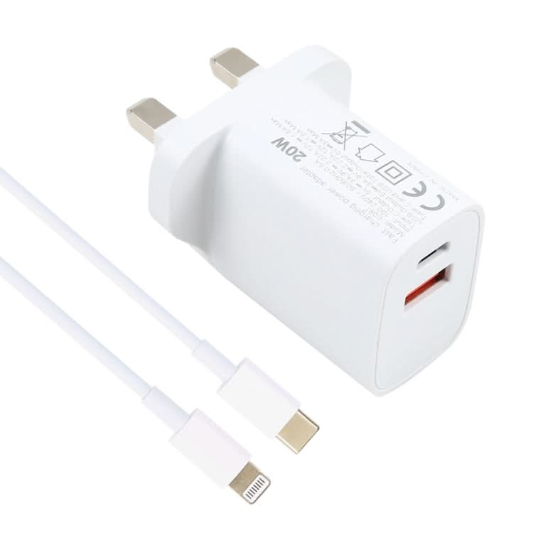 20W USB-C / Type-C + USB Ports Charger with 100W Type-C to 8 Pin Fast Charging Cable