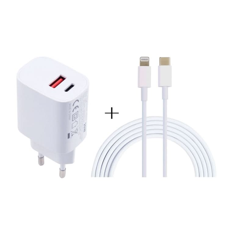 20W USB-C / Type-C + USB Ports Charger with 100W Type-C to 8 Pin Fast Charging Cable